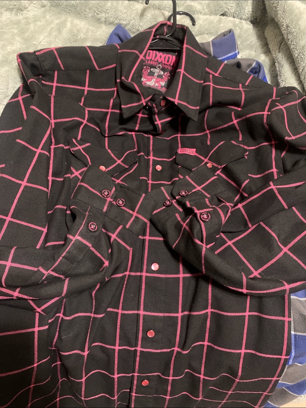 DIXXON Black Shirt with Pink Windowpane Grid